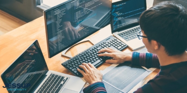 A person typing on a keyboard AI-generated content may be incorrect.